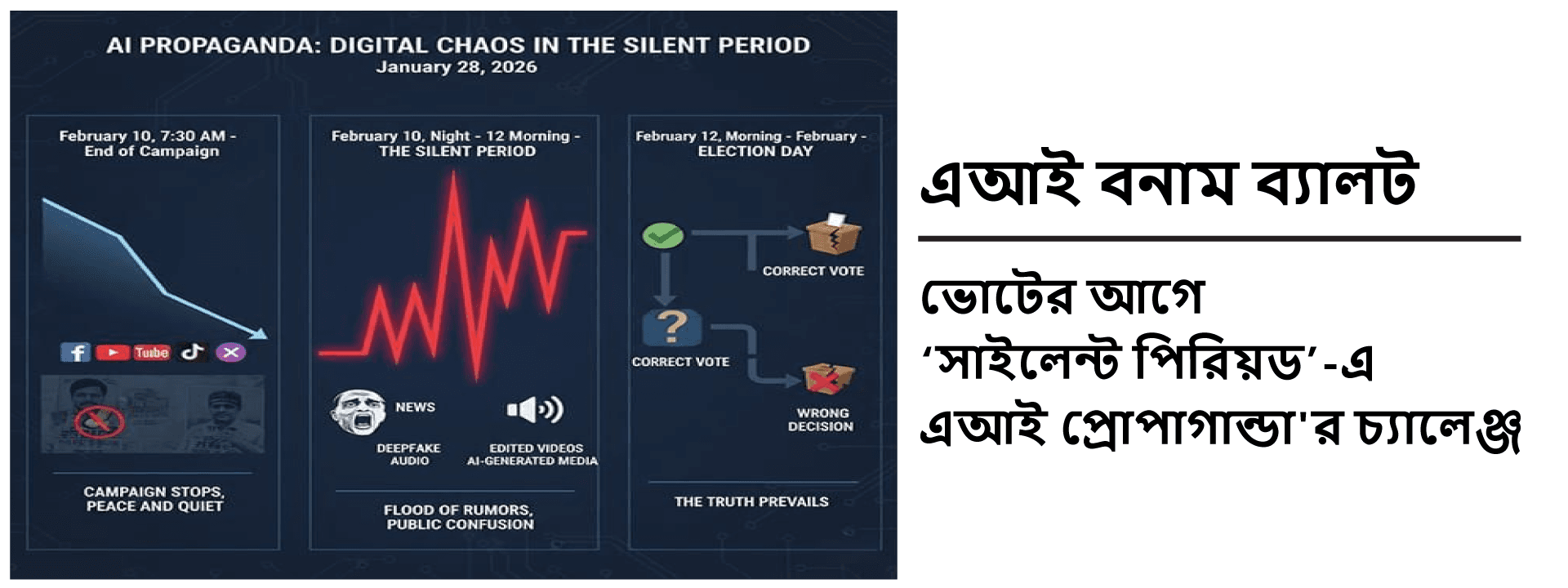 এআই বনাম ব্যালট: ভোটের আগে ‘সাইলেন্ট পিরিয়ড’-এ এআই প্রোপাগান্ডা'র চ্যালেঞ্জ